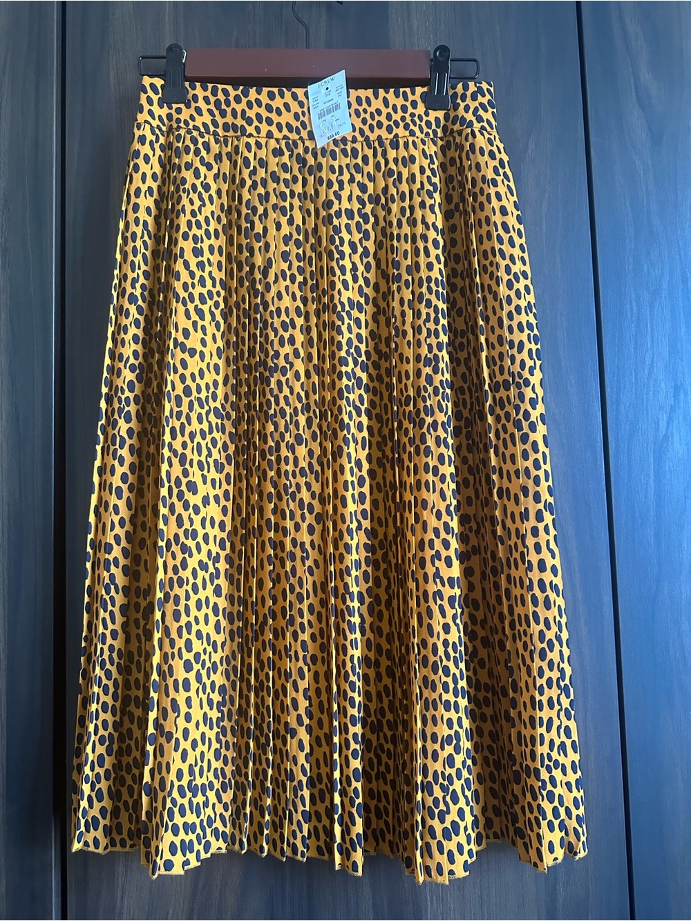 NWT J. CREW Petites 0P Brown/Black Leopard Animal Print Pleated Midi Skirt Zip